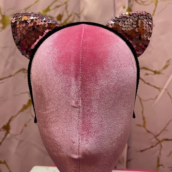 NEW Blush Pink Sequin Scale Cat Ears - Picture 1 of 5